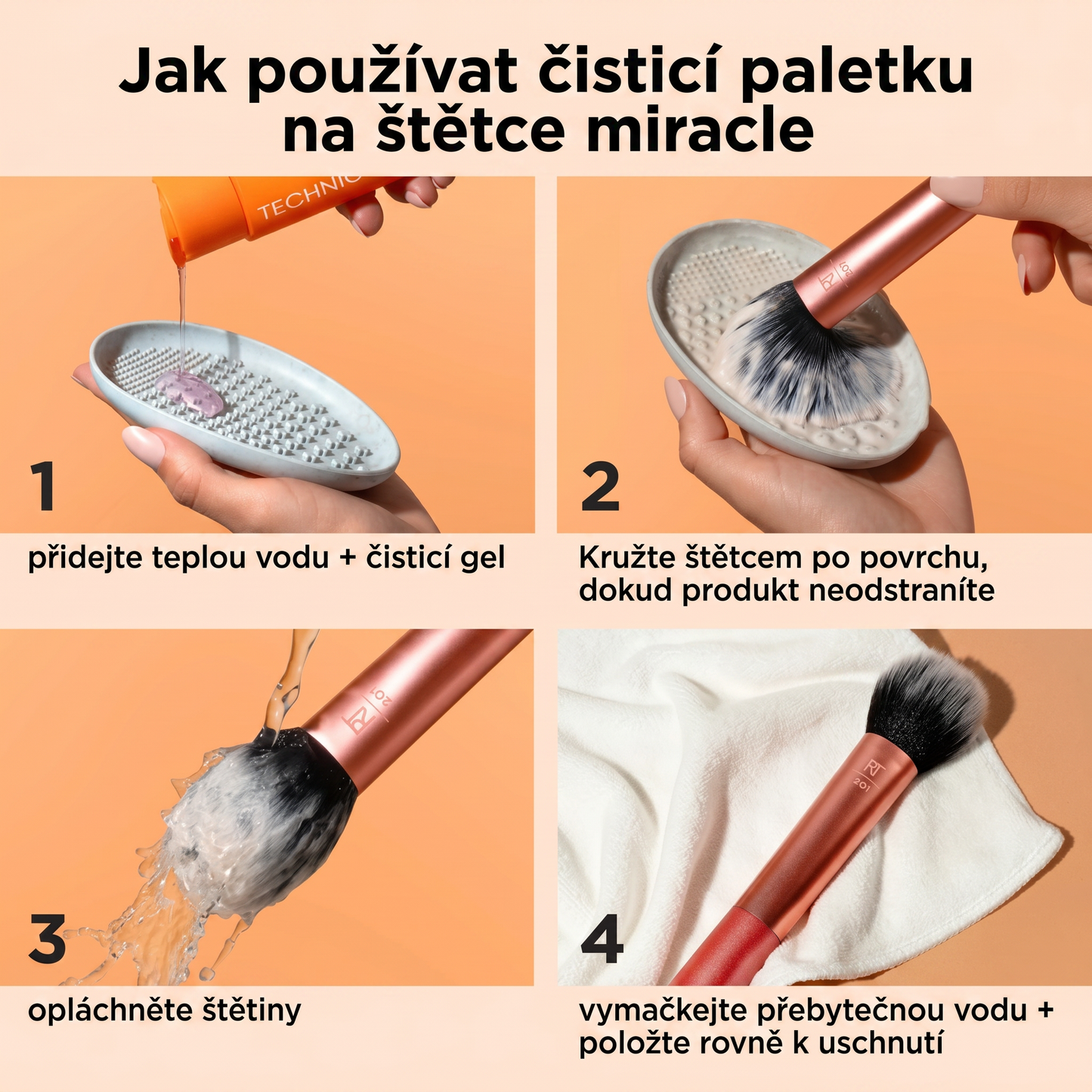 Real Techniques Miracle Deep Cleansing Gel, Šampon na čištění štětců a houbic na make-up, Vegan & Bez krutosti, 4 fl. oz./118 ml lahvička