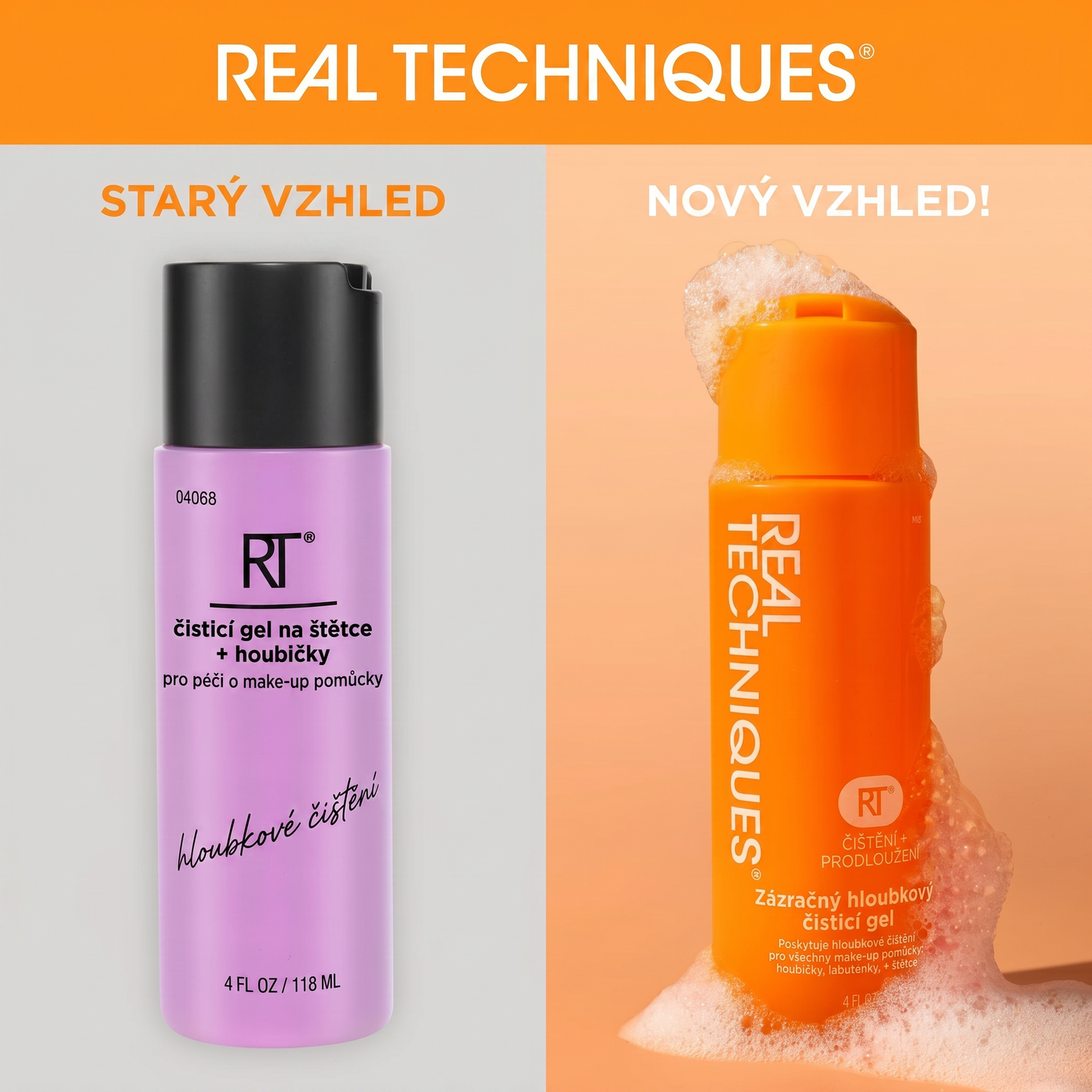 Real Techniques Miracle Deep Cleansing Gel, Šampon na čištění štětců a houbic na make-up, Vegan & Bez krutosti, 4 fl. oz./118 ml lahvička